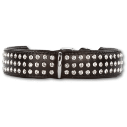Swarovski Diamond Designer Halsband Svart Läder & Bling Bling 35mm